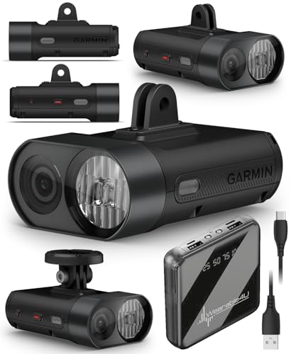 Wearable4U Garmin Varia Vue, Cycling Headlight and 4k Camera, Light Intensity up to 600 Lumens, Auto Brightness, Crystal-Clear Video Recording, Incident Detection While Cycling PowerBank Bundle