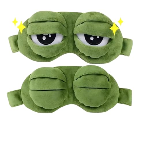 3D Sad Frog Sleep Mask Sleeping Eyeshade Cover Shade Eye Patch Women Men Soft Portable Blindfold Travel Eyepatch-N03 (2pcs)