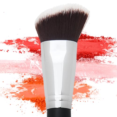 Beauty Junkees Angled Blush Brush for Cheeks – Bronzing Brush for Liquid, Cream, Mineral Powder Makeup Bronzer Contour Brush, Synthetic Kabuki Brush