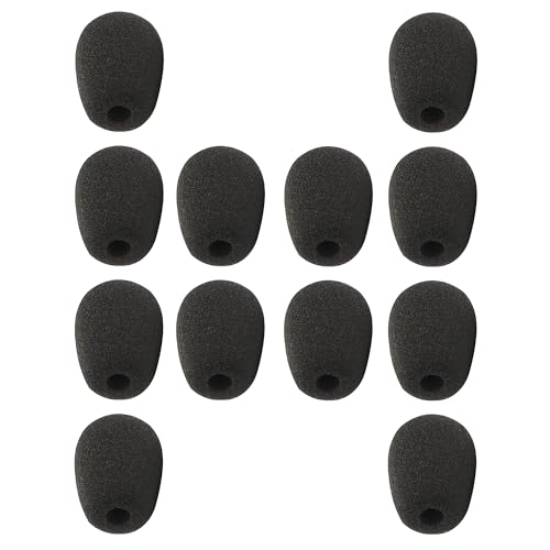 HIYANCO 12 Pack Headset Microphone Windscreen Foam Cover Soft Comfortable and High-density Lapel Mic Covers Pop Filter Replacement Windshield for Headset Microphone