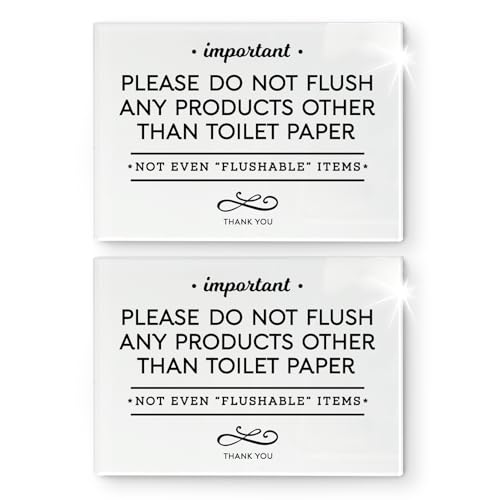 Reilly Originals 3.5x5 INCH Small & Elegant Designer Acrylic Bathroom Sign ~ Includes Adhesive ~ Washable, Premium Glossy finish (2)