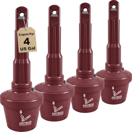 OranLite Standing Cigarette Butt Receptacle, Outdoor Ashtray Can with Flame-Retardant Polyethylene Housing, Safe Cigarette Butt Disposal for Home Décor, Public Building (4Gal-4Pack-Coffee)