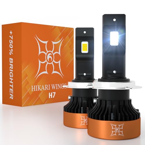HIKARI WINGS H7 LED Fog light, 30000LM Pure White 6000K LED Bulbs, Plug & Play IP68 Waterproof Pack of 2