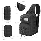 CVLIFE Tactical Sling Bag Backpack for Men Military Shoulder Sling Bag Molle Army Assault Detachable Tactical Bag with Bottle Holder Concealed Carry Daily Day Pack Work Bag for EDC Hiking, Black