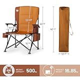 TIMBER RIDGE Oversized Folding Camping Chair High Back Heavy Duty for Adults Support up to 500lbs with Cup Holder, Side Pocket Cooler Bag