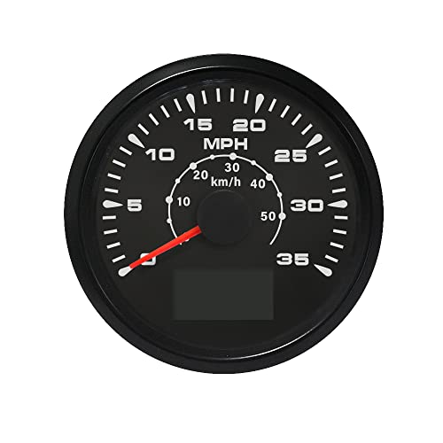 ELING ATV Car Boat GPS Speedometer Velometer 0-35MPH 0-55KM/H Odometer Gauge Kit with ODO Course Tripmeter 85mm 3 3/8" 12V 24V