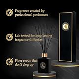 Aroma Loft Reed Diffuser -Reed Diffusers for Home- Scent Sticks- Home Fragrance Diffuser Set - Office Air Freshener-Modern Decor- Black Diffuser - Mens Bathroom Decor-Cashmere Vanilla