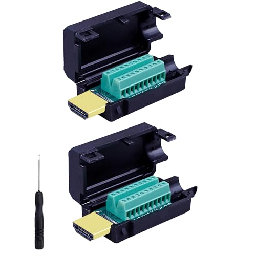 daier 2 Pack HDMI Solderless Adapter, HDMI Extension Cable Connector Signals Terminal Breakout Board Free Welding Connector