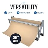 Bryco Goods 36" Paper Roll Dispenser and Cutter, Wall Mountable & Non-Slip Tabletop, Heavy-Duty Steel Frame – Kraft, Butcher, Freezer, Wrapping Paper Holder – for Home, Office, Craft Projects