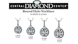 Central Diamond Center Round Halo Solitaire Necklace, Silver & Pure Brilliance Zirconia - 8mm Platinum Plated - 2.00ct