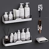 UIFER 2-Pack Shower Caddy, Adhesive Shower Shelves with Soap Holder and 2 Razor hooks, No Drilling Shower Racks, Used for Bathroom and Kitchen