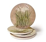 CoasterStone Subtle Flowers Absorbent Coasters, 4-1/4-Inch, Set of 4