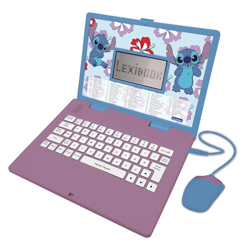 Lexibook - Disney Stitch - Bilingual English/Spanish Educational Laptop, 124 Language Activities, Writing, Maths, Logic, Music and Games, Boys and Girls, JC598Di2