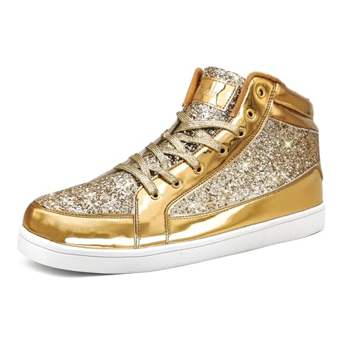 IGxx Glitter Fashion Shoes for Men Women Unisex Sequins Sneakers Sparkle Bling Shiny High Top Oversize Party Music Costumes Cosplay