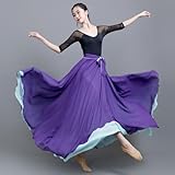 ORIDOOR 720 Chiffon Light Double-Layer Long Skirt Multi-Faceted wear with Ballet Modern Dance Long Skirt A1 Light Blue+Purple …