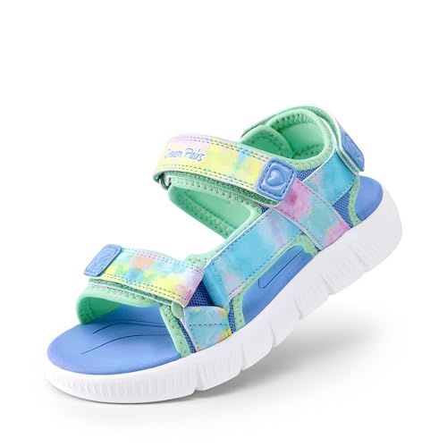 DREAM PAIRS Boys Girls Sandals Kids Athletic Summer Water Open Toe Shoes for Little/Big Kid,Size 1 Little Kid,Rainbow/Blue,KKUMST2503