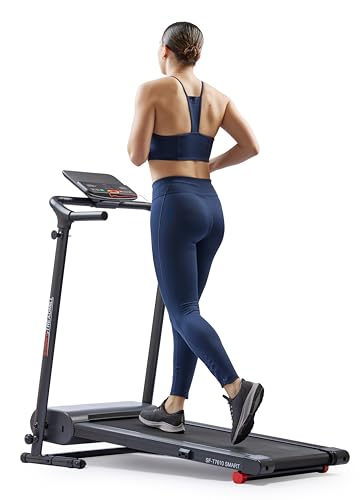 Sunny Health & Fitness Smart Foldable Exercise Running Walking Treadmill, Easy Assembly, LCD Performance Monitor, Device Holder, and SunnyFit® App Enhanced Bluetooth Connectivity - SF-T7610SMART