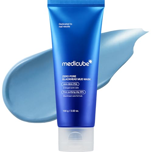 medicube Zero Pore Blackhead Mud Facial Mask - Skin Cooling & Pore Tightening - 3 Minute Quick Dry Formula with AHA, BHA, PHA, and Pore-Purifying Clay - Korean Mud Mask 3.52 oz