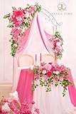 TINGE TIME Artificial Sweetheart Flower Swag with Table Cloth and Table Runner, Pack of 3 Floral Arrangement for Wedding Sweetheart Table Centerpiece Decoration Valentine's Day (Hot Pink)