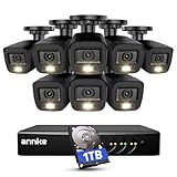 ANNKE 3K Lite Security Camera System Outdoor with AI Human/Vehicle Detection, 8CH H.265+ DVR and 8 x 1920TVL 2MP IP67 Home CCTV Cameras with Smart Dual Light, Color Night Vision, 1TB Hard Drive - E200