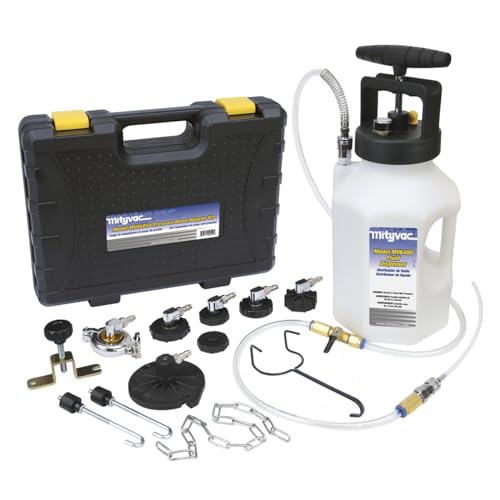 Mityvac MV6840 Hydraulic Brake and Clutch Pressure Bleeding System, Includes Seven (7) Master Cylinder Adapters, 1.2 Gallon Reservoir, Quick-Change Connections Pressure Relief Valve, Storage Case