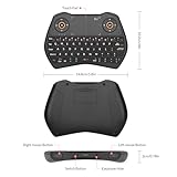 Rii 2.4GHz Mini Wireless Keyboard with Touchpad＆QWERTY Keyboard, Backlit Portable Keyboard Wireless with Remote Control,Built-in Mic and Headphone Port for Online Voice Communication,K28 (Black)