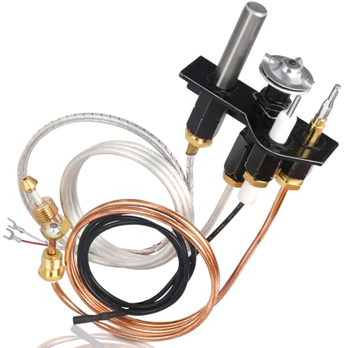Unidanho Gas Fireplace Pilot Assembly for Quadrafire Heatilator Heat-N-Glo Thermocouple Replacement Parts Heat and Glo Furnace Thermopile Accessory (4021-736 Natural Gas)