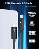 Cable Matters [Intel Certified] 20Gbps Thunderbolt 3 Cable 6.6 Feet (USB C Thunderbolt Cable) in Black Supporting 100W Charging