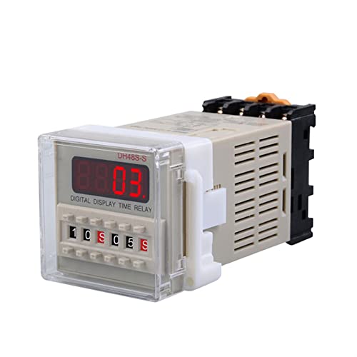 ZUC Digital LED Programmable Timer Relay Switch DH48S-1Z 0.01S-99H99M Socket Base AC/DC 12V 24V 36V 110V 220V 380V Delay Timer (Size : DCAC24V)