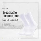 SOX TOWN Unisex Cushioned Crew Training Athletic Socks Men & Women with Combed Cotton Moisture Wicking Breathable Performance(White L)