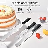 U-Taste Cake Icing Spatulas Set: Straight Decorating Frosting Knife with 6", 8", 10" Thinner Stainless Steel Blade, Flexible Smoothing Spreading Tools with Comfortable PP Handle for Cream (Black)