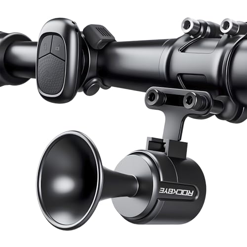 EQIIO Electric Bike Horn with Anti Theft Alarm, 120dB Loud Bicycle Horn with Wireless Remote, USB-C Rechargeable Bike Bell for Adults Kids Bike/Scooter/Ebike, IPX5 Waterproof & Suspension Mount