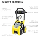 Kärcher Pressure Washer K2100PS, Max 2625 PSI, 3 Spray Nozzles, Detergent Tank, For Cars, Driveways, Siding, Patios, 2.07 max. GPM