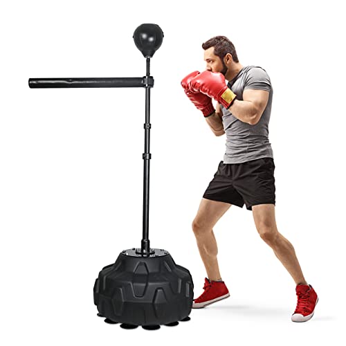Solid Refle Bag Boxing Speed Trainer Punching Bag Spinning Bar, Training Boxing Ball with Reflex Bar Free Standing, 45-80in Adjustable Height, for Adult&Kid