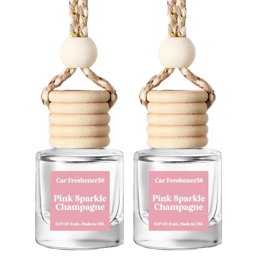 HoogaLife Car Air Freshener Diffuser 2 Pack Hanging Air Freshener Diffuser - Pink Sparkle Champagne Fragrance Oil Air Diffuse r for Car, 45+ Days Long Lasting Fragrance Made in USA