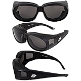 Birdz 3 Pair Swallow Fit Over Glasses Foam Padded Motorcycle Riding Safety Glasses Black Frame Clear Smoke Yellow Lens