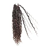 Faux Locs Goddess Locs Crochet Hair 18 Inch Boho River Locs Hippie Locs Wavy Crochet With Curly Hair In Middle And Ends Braids Hair Extensions (8 Packs,18 inch, T30)