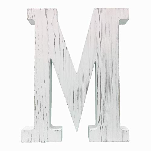 Extra Large Wood Decor Letters Wood Distressed White Letters DIY Block Words Sign Alphabet Free Standing Hanging for Home Bedroom Office Wedding Party (M)