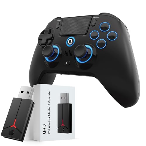 QRD N5 Wireless Controller for SONY PS5 Pro Slim PS4 PS3 PS2 Steam Deck PC Windows Mac iOS Android TV Box, Halleffect Gamepad Joystick with Touchpad, 6 Axis Gyro, Dual Vibration, Mapping, Macro, Turbo