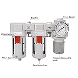 NANPU 3/4" NPT Air Drying System - Double Air Filters, Air Pressure Regulator Combo - Semi-Auto Drain, Poly Bowl