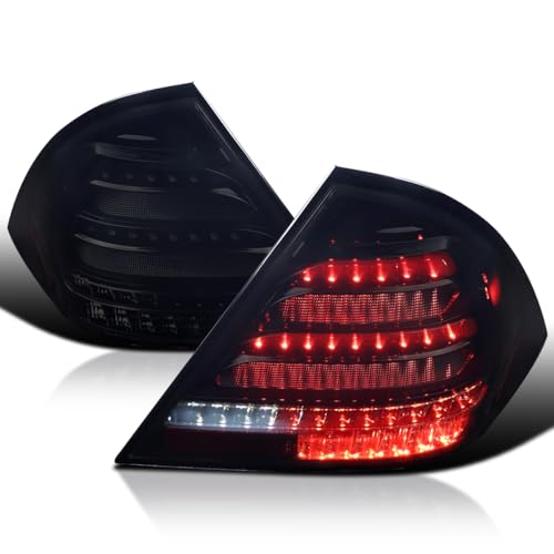 Spec-D Tuning Glossy Black Smoke Full LED Sequential Tail Lights Compatible with 2001-2004 Mercedes-Benz W203 C-class Sedan