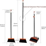 TreeLen Broom and Dustpan Set with 52" Long Handle for Home Kitchen Room Office Lobby Floor Use Upright Stand Up Stand Up Broom with Dustpan Combo