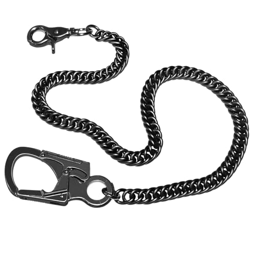 Ahiller Wallet Chain, 25''Heavy Duty Biker Wallet Chains for Men, Anti Lost Keychain,Belt,Pocket Jean Pant Chain for Keys(QK-Gunmetal-1P)