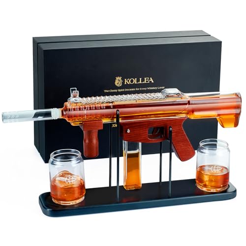 Gifts for Men Dad, Kollea Gun Whiskey Decanter Set-Limited Edition, Liquor Decanter with Bullet Shot Glass, Cool Anniversary Birthday Gifts for Him Husband, Military Present for Home Bar Drinking