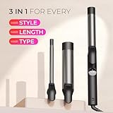 TYMO Upgraded Curling Iron Set - 1/2, 1, 1 1/2 Inch Professional Ceramic Hair Curler for Spiral Curls & Beach Waves, Ionic Curling Wand for Women Short/Long Hair, Fast Heating, Dual Voltage & 5 Temps