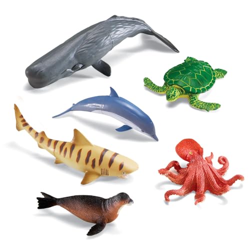 Learning Resources Jumbo Ocean Animals - 6 Pieces, Ages 3+ Toddler Learning Toys, Sea Animals Figure for Kids, Preschool Toys