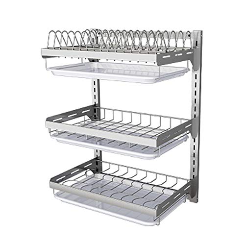 Dish rack Stainless Steel Drain Rack Kitchen Rack Wall Mount Rack Tool Supplies Tableware Storage Box Put Drying Rack