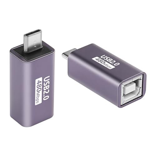 SinLoon 2 Pack USB C to USB B Adapter Type C to MIDI Convert Connector Type C Male to USB B Female Printer Adapter for Eectric Piano DAC,Synthesizer,DJ Controller,Keyboard,Printer (Straight)