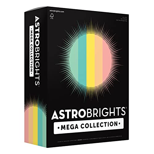 Astrobrights Mega Collection, Colored Cardstock, Punchy Pastel 5-Color Assortment, 320 Sheets, 65 lb./176 gsm, 8.5" x 11" - MORE SHEETS! (91780)