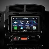 Alpine iLX-407 Shallow Chassis 7-Inch Multimedia Receiver Compatible with Apple Carplay and Android Auto with Alpine KTA-450 Power Pack Amplifier with Power Stack Bracket